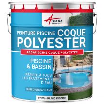 Arcane Industries - Peinture Piscine pour coque polyester - 20 kg (jusqu'à 65m² en 2 couches) - Blanc Piscine - ARCANE INDUSTRIES