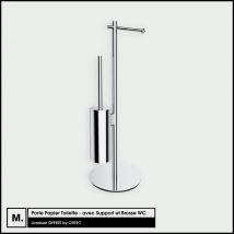 Otitec - Porte Papier Toilette - Avec Support Et Brosse Wc | Modern | Chrome