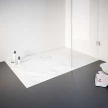 Schulte Receveur De Douche De Plain-pied 90x120 Cm, Résine Minérale, Rectangulaire, Effet Pierre Blanche, Bac De Douche