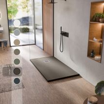 Bellobath - Receveur De Douche En Résine Antidérapante - Texture Ardoise Lisse - Avec La Bonde Et La Grille Comprises - Cacao - 100 X 160 Cm