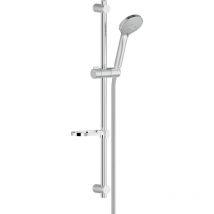 Nobili Set De Douche Avec Douchette 3 Jets + Barre De Douche Réglable Max 66cm + Porte Savon Amovible, Chrome (ad140/61cr)