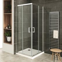 Saniverre - Lana+ Porte De Douche D'angle Coulissante H 190 Cm Verre Transparent 70 X 90 Cm