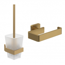 Villeroy & Boch - Dérouleur De Papier Toilette Sans Couvercle + Ensemble Brosse Wc Villeroy Et Boch Striking Chrome Gold Brossé