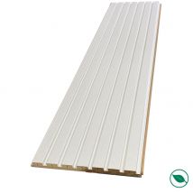 Forestea - Lot de 2 demi-panneaux mural décoratif lamelles MDF blanc (à peindre) 1250 x 287 x 20 mm-0