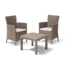 Set Rattan Salvador Balcony Keter Pp Cappuccino Cf=pz 3 + Cuscini