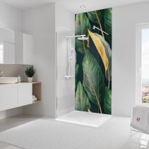 Schulte Panneau Mural 100x255 Cm, Revêtement Pour Douche Et Salle De Bains, Placement Facile, Décodesign Softtouch, Feuilles De Bananier