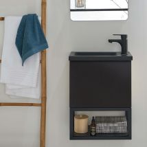 Mob In - Meuble Lave-mains Nova Noir Suspendu Avec Robinet Noir