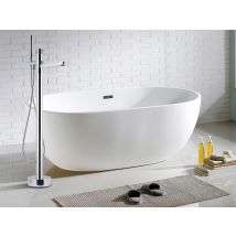 Vente-unique - Ensemble baignoire îlot blanche NICA + robinet mitigeur sur pied HARU