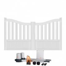 Gefradis - Portail Battant Électrique Pvc Blanc H146 X L300 Brest Incurvé