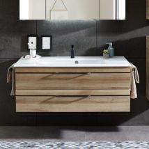 Meuble De Salle De Bain Carat Ligne 212 Azurlign Diamètre 120 Cm Couleur Chêne Riviera Colonne De Rangement Sans Colonne Armoire De Toilette Sans Ar