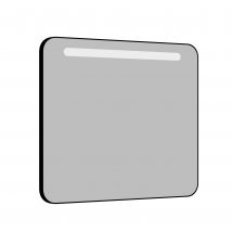 Allibert - Miroir éclairant RETRO cadre rectangulaire noir mat 80 x 70 x 3 cm
