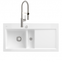 Villeroy & Boch - Evier VILLEROY ET BOCH Subway Pure 60 égouttoir à droite vidage auto + Robinet de cuisine Steel Expert 2.0 Acier Massif