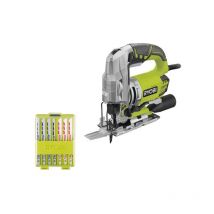 Pack Ryobi Scie Sauteuse Pendulaire Électrique 680w Rjs1050-k - Coffret De 10 Lames Rak10jsb