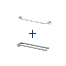 2pcs Auralum Max 60cm Porte-serviettes Salle Bain Brossé De 60cm+porte-serviettes À Deux Bras,support Mural Pour Serviettes,42cm,brossé