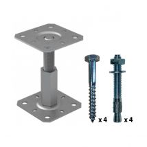 Ing Fixations - Pied De Poteau Réglable M20 + Fixations