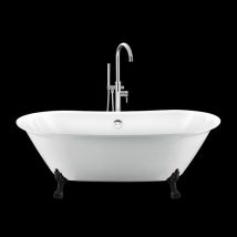Rogier & Mothes - Baignoire ancienne rétro sur pieds SURRY HILLS Blanche 165 cm Pieds de Lion Noirs
