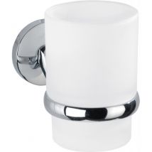Wenko 22167100 Cuba Porte A Verre Dents Acier Inoxydable/verre Argent/blanc 20 X 15 X 15 Cm