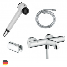 Hansgrohe Pack mitigeur bain douche thermostatique mural 2 trous 1001 chrome complet avec douchette enfants zèbre