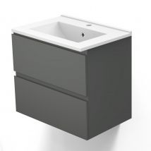 Aica Sanitaire - Meuble De Salle De Bain Avec Vasque Meuble Anthracite