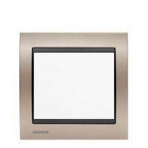 Siemens-poussoir Blanc Delta Iris + Plaque Métal Champagne