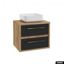 Otitec - Ensemble meuble sous vasque avec vasque à poser - Siphon OFFERT | EMBRE | Noir | 60 x 50 x 45 cm