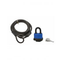Thirard - Câble Twisty Acier 6mmx1.8m Avec Cadenas 40mm, Vélo, Abris De Jardi 2 Clés, Noir