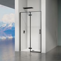 Grand Verre - GRAND VERRE Porte de douche pivotante à charnières 90x195cm profilés noirs mat accès de Porte à droite