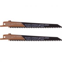Lot 2 Lame Scie Sabre Multi Matériaux Bois Contreplaqué Plastique 6 Tpi 150 Mm Scid