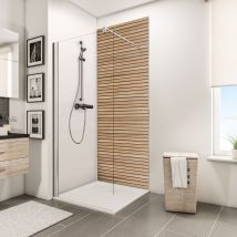 Schulte Panneau Mural 100x210 Cm, Revêtement Pour Douche Et Salle De Bains, Placement Facile, Décodesign, Japandi, Bois Chêne Horizontal