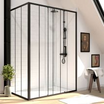 Galedo - Pack Paroi Porte De Douche Serigraphiee - 140x200cm + Paroi Retour - 80x200 Cm - Porte Coulissante
