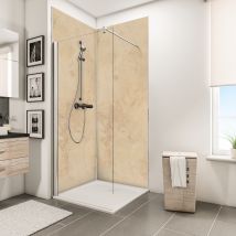 Schulte Pack De 2 Panneaux Muraux 100x210 Cm, Revêtement Pour Douche Et Salle De Bains, Placement Facile, Décodesign Brio, Pierre Beige Brillant