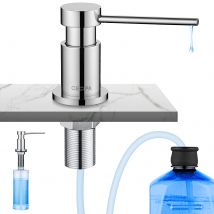 Cecipa Max Distributeur De Savon De Cuisine Chromé - Distributeur De Savon Avec Récipient De 300ml + Tuyau D'extension En Silicone De 1,25m,eu Modèle