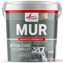Béton Ciré - Kit Béton Ciré Murs - 2 M² - Mate - Mulot Gris - Arcane Industries