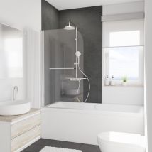 Schulte Pare-baignoire, 80x140cm, Paroi De Baignoire Réversible, Anticalcaire, Porte Serviette, Pivotant, Pliant, Verre 5mm Transparent, Aspect Chromé