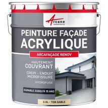 Arcane Industries - Peinture Façade - Peinture Hydrofuge Acrylique 14 couleurs - 2.5 L (+ ou - 15 m² en 1 couche) - Ton Sable - RAL 085 90 20 - ARCANE