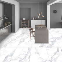 Rentside - Carrelage Sol Effet Marbre Brillant Blanc L.120 X L.60 Cm Calacatta