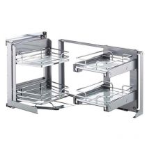 Ferrure D'angle Smart Corner Extractible - Décor Corbeille : Fil Chromé - Matériau : Acier - Sens : Gauche - Version : Fil Rond - Vibo