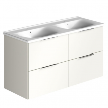 Meuble Double Vasque 120 Cm Burgbad Olena Blanc Brillant