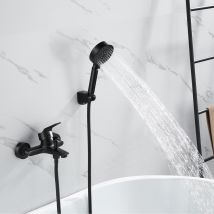 Auralum Max - Robinet De Baignoire Avec Douchette Noir Montage Mural Pour Salle De Bain Douchette À Main 5 Modes