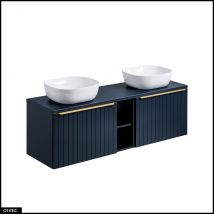 Otitec - Meubles Sous Vasque - 140 Cm - Avec 2 Vasques À Poser Et Plan - Bold Deep Blue