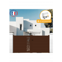 Portail Packit - Portail Aluminium Battant Découpe Laser En Kit + Motorisation Dimensions Type-de-moteur Couleurs Marron (ral 1247)