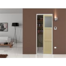 porte Coulissante Bois Ayous 2 Panneaux + 1 Vitrage H204 X L83 Et 2 Coquilles Gd Menuiseries