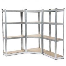 Eurovanadium - Triple Étagère D'angle 4 Niveaux - 150 X 140 - Charge Max 1560 Kg - 30 Cm - Gris