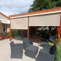 Sunny Inch - Store Vertical 1,8 X 2,5 M Enrouleur Extérieur Terrasse Ou Balcon - Armature Blanc Laqué - Toile Dune