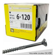 Domax - Boite De 100 Vis À Tête Fraisée 6 X 120, Empreinte Torx, Nouvelle Finition Silver