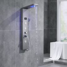 Panneau De Douche Auralum Max Colonne De Douche Hydromassante Led Panneau De Douche En Acier Inox Brossé Avec 3 Jets De Massage Pour Salle De Bain