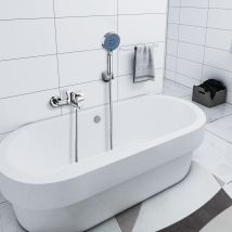 Auralum Mitigeur Robinet de Baignoire avec Douchette Bain Douche Mitigeur de Baignoire Mural Mitigeur Monocommande Chromé Salle de Bain