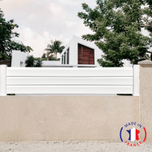 Portail Packit - Clôture PVC Persienne 3 lames en kit Dimensions L.2100 mm (poteaux compris) X H.440 mm couleurs Blanc