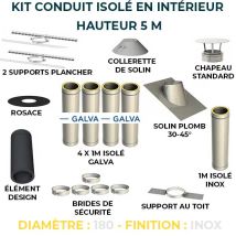 Jeremias - Kit Conduit Isole Pour Installation Intérieure - Hauteur 5 Mètres - Diamètre 180