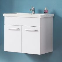 Aica Sanitaire - Aica Ensemble meuble bois clair et vasque 60cm meubles de salle de bain meuble sur pieds 2 portes